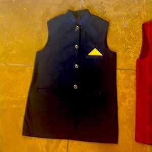 Pakistani Boys Waistcoat - red, navy and black NWOT